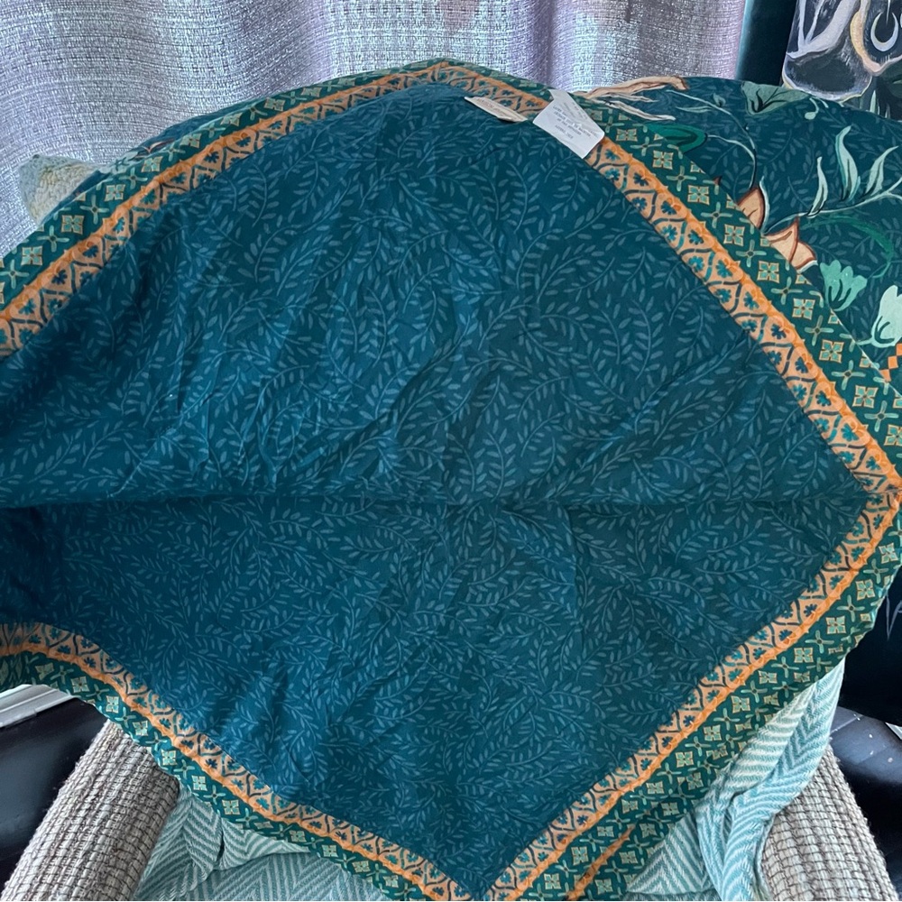 NWT Maison d'Hermine Throw Blanket Cotton Bed 50'' X 60'' Luxury Loft Dark Teal - Picture 6 of 8